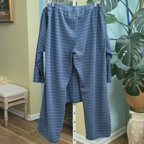 L A K E Pima Cotton Long-Long Set in Navy Boating Stripe Size XXL - Picture 11 of 13